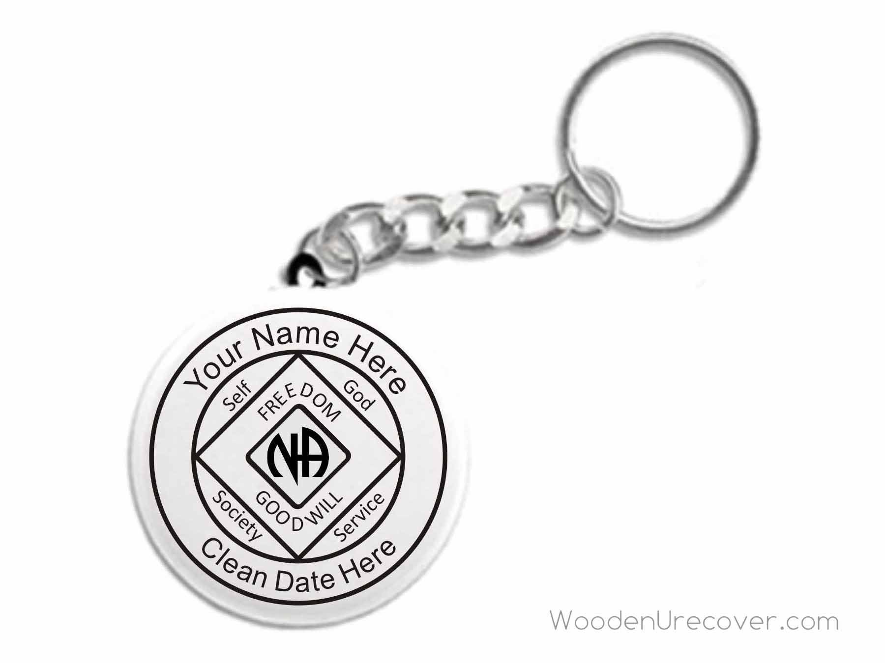 Personalized NA Keychain - Recovery Themed Button-Style Keychains, Narcotics Anonymous Anniversary Birthday Gifts for Men and Women