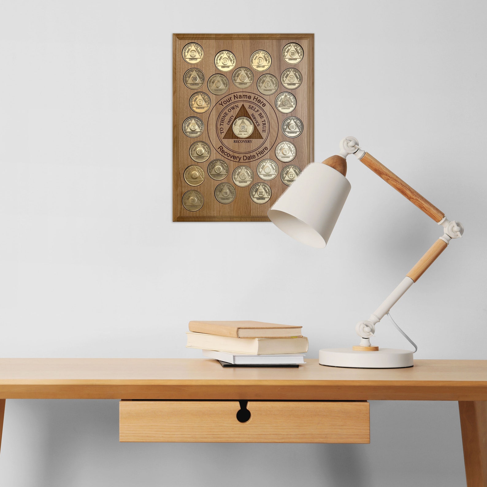 Aa Display Rack Personalized 25 Space AA Coin Holder, Recovery Medallion Display Plaque ...