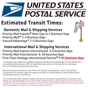 Promptly delivered by the USPS. Ground Advantage postage is included with your purchase price. Expedited services are available during the checkout process.