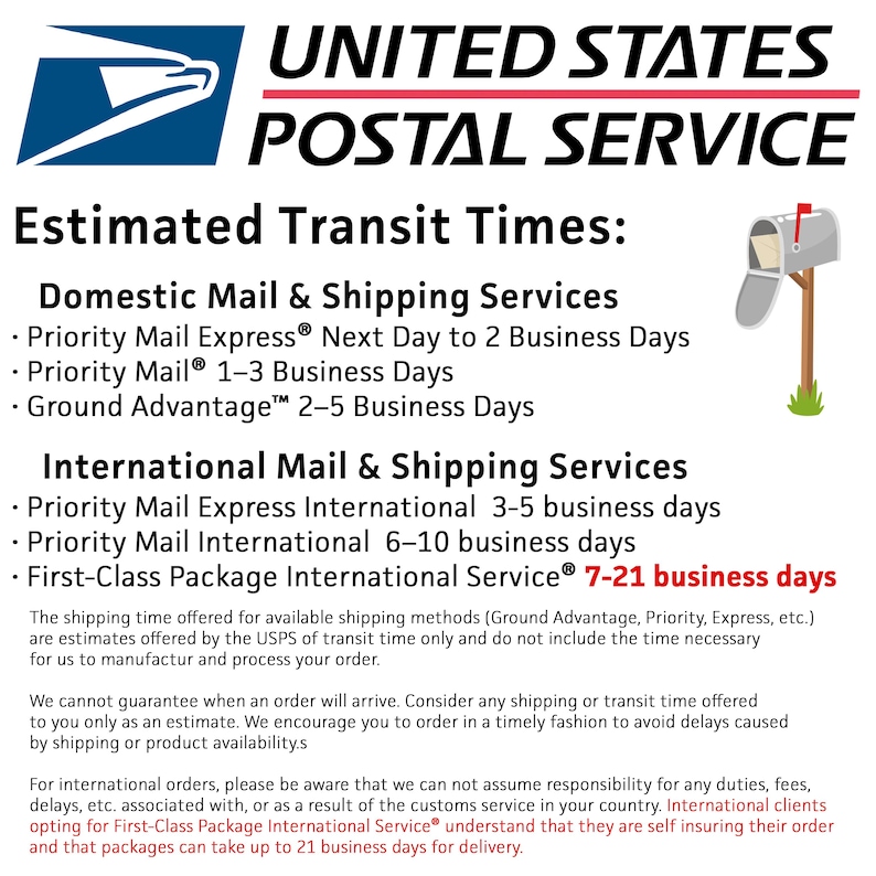 Promptly delivered by the USPS. Ground Advantage postage is included with your purchase price. Expedited services are available during the checkout process.