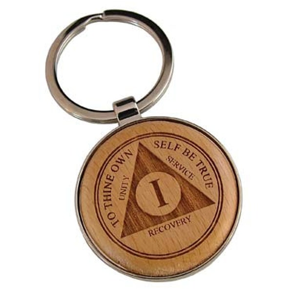 Custom Keychain Alcoholics Anonymous Anniversary Key Tag, AA Birthday Token Key-Tags, Unique Laser Engraved 12 Step Gifts