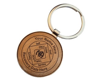 Personalized NA Birthday Token Key Tags, Narcotics Anonymous Key Ring - Unique Laser Engraved 12 Step Gifts For Recovering Addicts