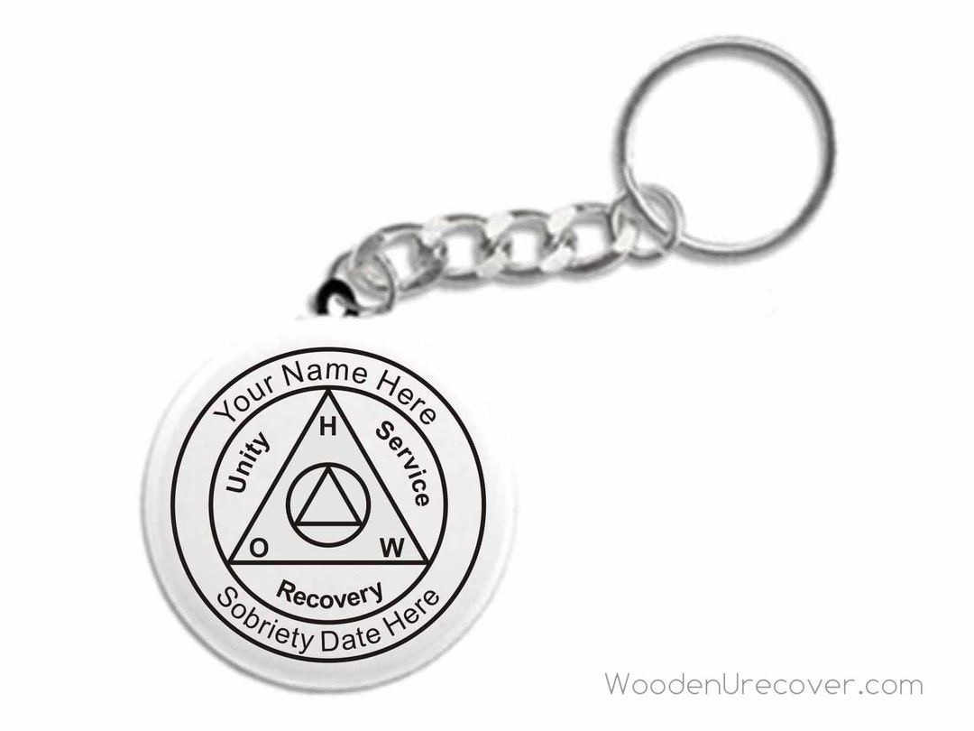 Personalized Button Style AA Keychain, Personalized Alcoholics ...