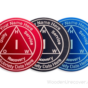 Personalized AA Anniversary Token, Anodized Aluminum Alcoholics Anonymous Birthday Chip, 12 Step RecoveryGifts for Men and Women