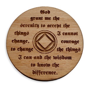 Personalized Wooden Narcotics Anonymous Medallion, NA Birthday Tokens, 12 Step Recovery Coins image 2
