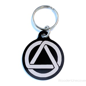 AA Symbol Key Tag, Alcoholics Anonymous Anodized Aluminum Key Chain with Serenity Prayer, Laser Engraved 12 Step Gifts