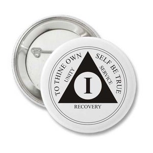 AA Anniversary Keychains & Pinback Buttons / Alcoholics Anonymous Recovery Medallions and 12 Step Gifts for Men and Women in AA