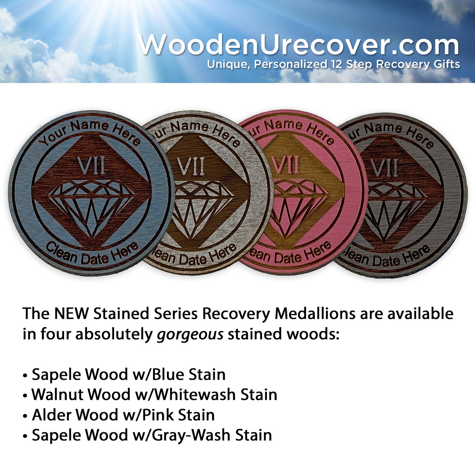 Personalized NA Token. Whitewashed Walnut Wood Narcotics Anonymous ...