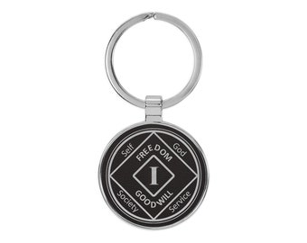 NA Anniversary Key Tag, Leatherette Narcotics Anonymous Birthday Token Key Chain, Laser Engraved 12 Step Gifts