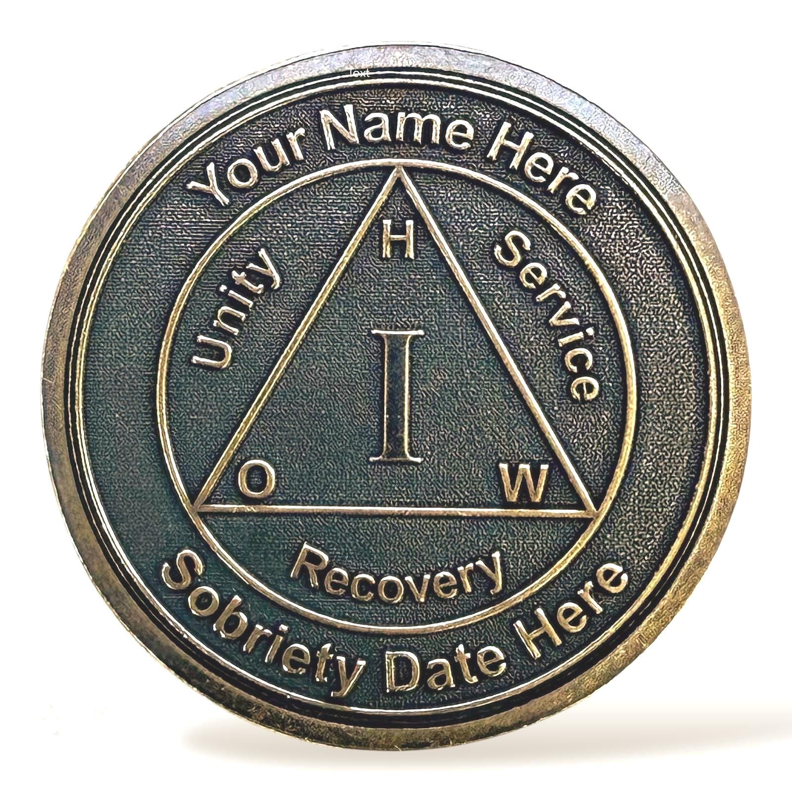 静寂の祈りを込めた真鍮製AAメダル | カスタム禁酒コイン | 名前と禁酒日を刻印 | WoodenUrecover - Etsy 日本