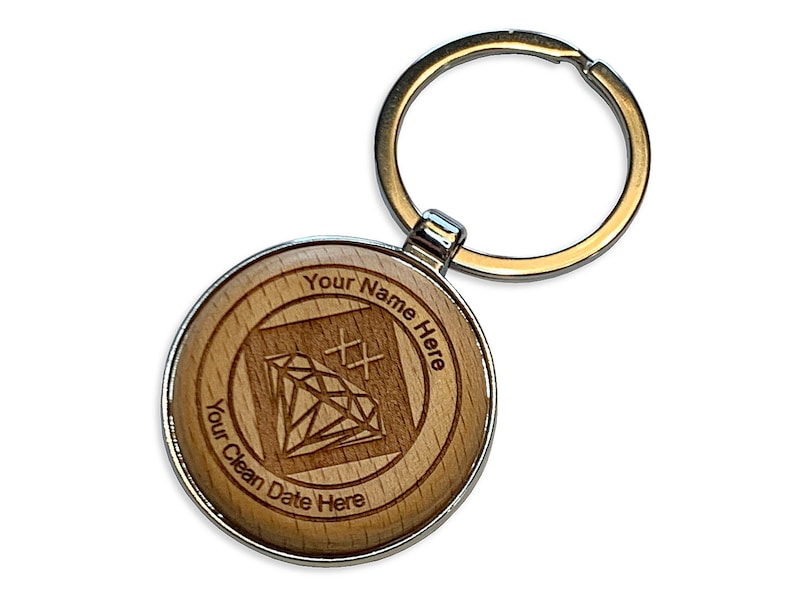Personalized NA Key Tag, Narcotics Anonymous Anniversary Keychain, Custom 12 Step Clean Time Recovery Gifts image 1