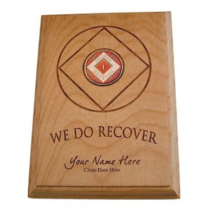 Personalized Medallion Holder, Narcotics Anonymous Token Display Plaque with We Do Recover Slogan, 12 Step Coin Display and Holder