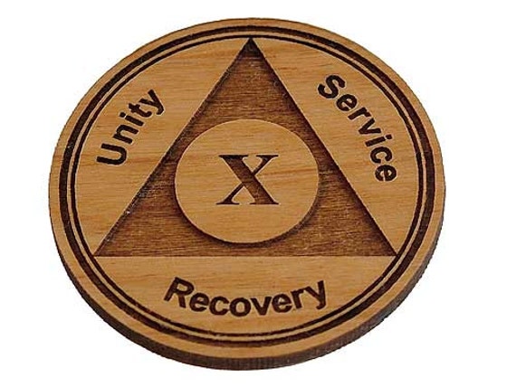 10 Year AA Medallion Alcoholics Anonymous Sobriety Chip X Ten Years Recovery 