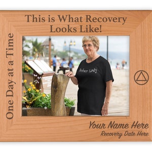 AA Personalized Picture Frame, This is What Recovery Looks Like! Personalized Gift for Alcoholics Anonymous Anniversaries and Birthdays
