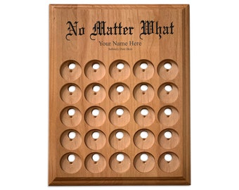 No Matter What NA Token Holder, 25 Coin Display, Personalized Narcotics Anonymous Laser Engraved Medallion Holder Plaque