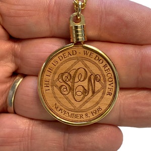 NA Monogram Necklace, Narcotics Anonymous Monogrammed Token in Necklace Bezel with Chain, Silver or Gold Tone, NA Birthday Anniversary Gift