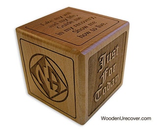 NA Recovery Block, Narcotics Anonymous Gifts, Personalized Laser Engraved Natural Wood Blocks, Custom Engraved Recovery Slogans & Prayers