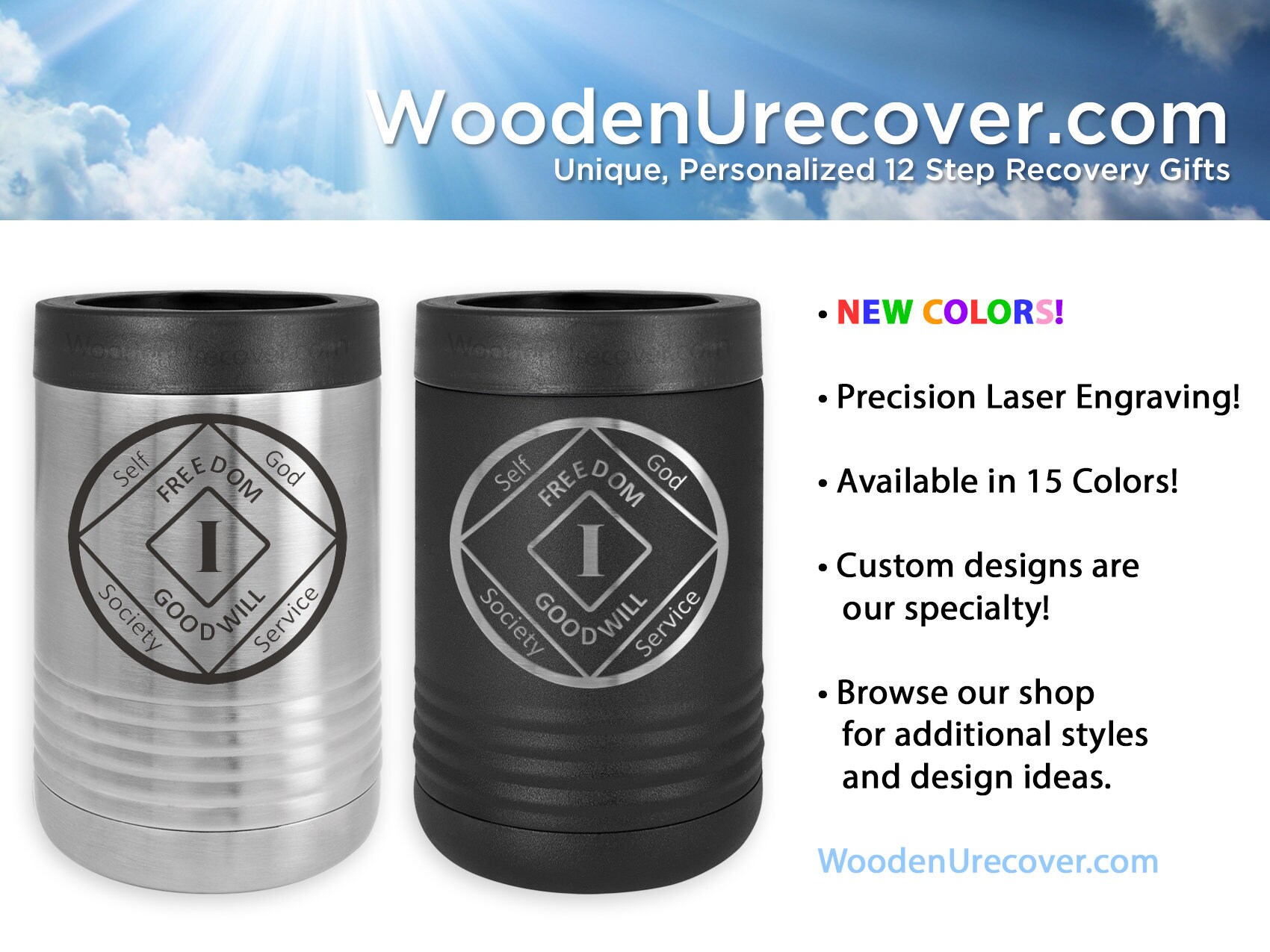 Custom NA Birthday Beverage Holder | Personalized Narcotics Anonymous Laser Engraved Clean Time Gift | Best Yet Insulated Coaster
