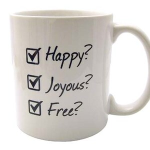 Happy, Joyous, Free Personalized Coffee Cup - Recovery Slogans Coffee Mug Gift for Men & Women in Alcoholics or Narcotics Anonymous