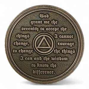 Each Custom Laser Engraved Solid Brass AA Medallion Has The Serenity Prayer Engraved on the Reverse Side of the Coin.