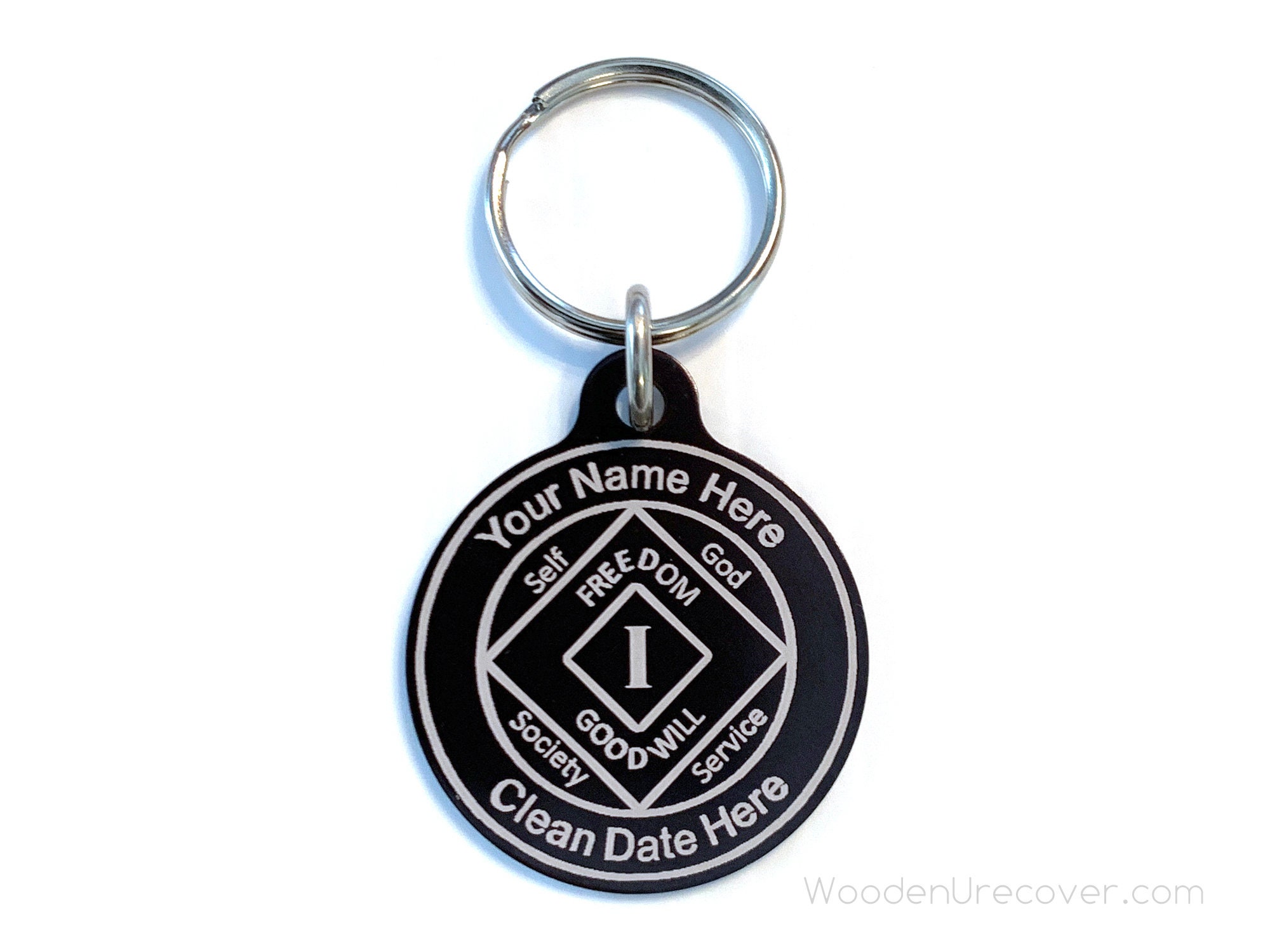Personalized NA Anniversary Key Tag, Anodized Aluminum Narcotics Anonymous Birthday Token Key Chain, Laser Engraved 12 Step Gifts