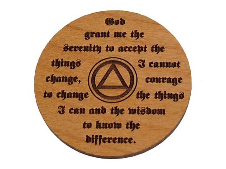 Personalized Wooden Alcoholics Anonymous Anniversary Chip, AA Birthday Token, Recovery Medallion, Unique 12 Step Gifts and Commemoratives image 2