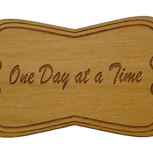 One Day at a Time 12 Step Recovery Slogan Refrigerator Magnets | Wooden Mini-Plaques | AA, NA, Al-Anon Gift ideas for Recovery Birthdays