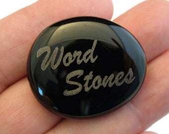 Word Stones - Laser Engraved Etched Glass Gems for Wedding Party Favors & Promotional Gifts. Serenity Stones, Pocket Rocks, and Worry Stones