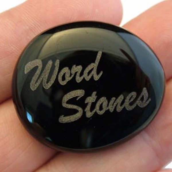 Word Stones - Laser Engraved Etched Glass Gems for Wedding Party Favors & Promotional Gifts. Serenity Stones, Pocket Rocks, and Worry Stones