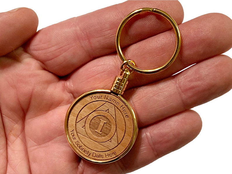 Personalized AA Medallion Keychain Alcoholics Anonymous Etsy
