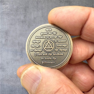Each Custom Laser Engraved Solid Brass AA Medallion Has The Serenity Prayer Engraved on the Reverse Side of the Coin.