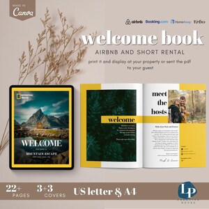 Airbnb Welcome Book Template Vacation Rental Welcome Book, VRBO Mountain Cabin Guide Editable Guest Guide for Airbnb VRBO Rental Canva