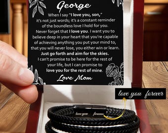Son Bracelet From Parent, To My Son Bracelet Gift From Mom, Son Gift, Inspirational Strength Gift, Stainless Steel Bracelet Message Card Box