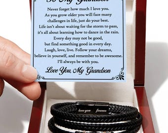 14th Birthday Gift - Personalised Leather Bracelet - Son Brother Grandson Nephew Godson Friend Boys