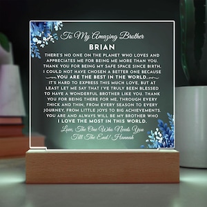 Personalized Brother Acrylic Plaque: Birthday Gift, Memory Keepsake