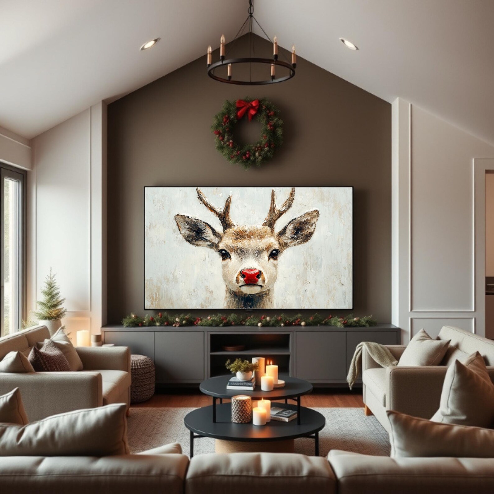 Rudolph the Red-nosed Reindeer TV Art | Festive Christmas Digital ...