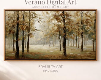 Autumn Forest Path Frame TV Art, Misty Woodland Painting, Fall Landscape Samsung Frame TV Download, Rustic Seasonal Digital Wall Decor