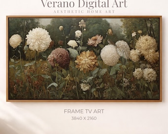 Vintage Floral Frame TV Art, Rustic Botanical Painting, Samsung Frame TV Artwork, Farmhouse Cottagecore Digital Wall Art, Autumn Flowers