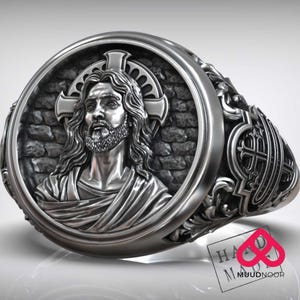 Jesus Christ Christogram Ring: Sacred IHS Monogram Signet