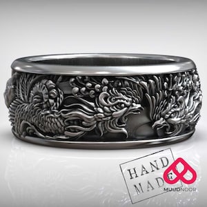 Basan Fire Bird Ring: 18K Gold Plated Sterling Silver Japanese Mythology
