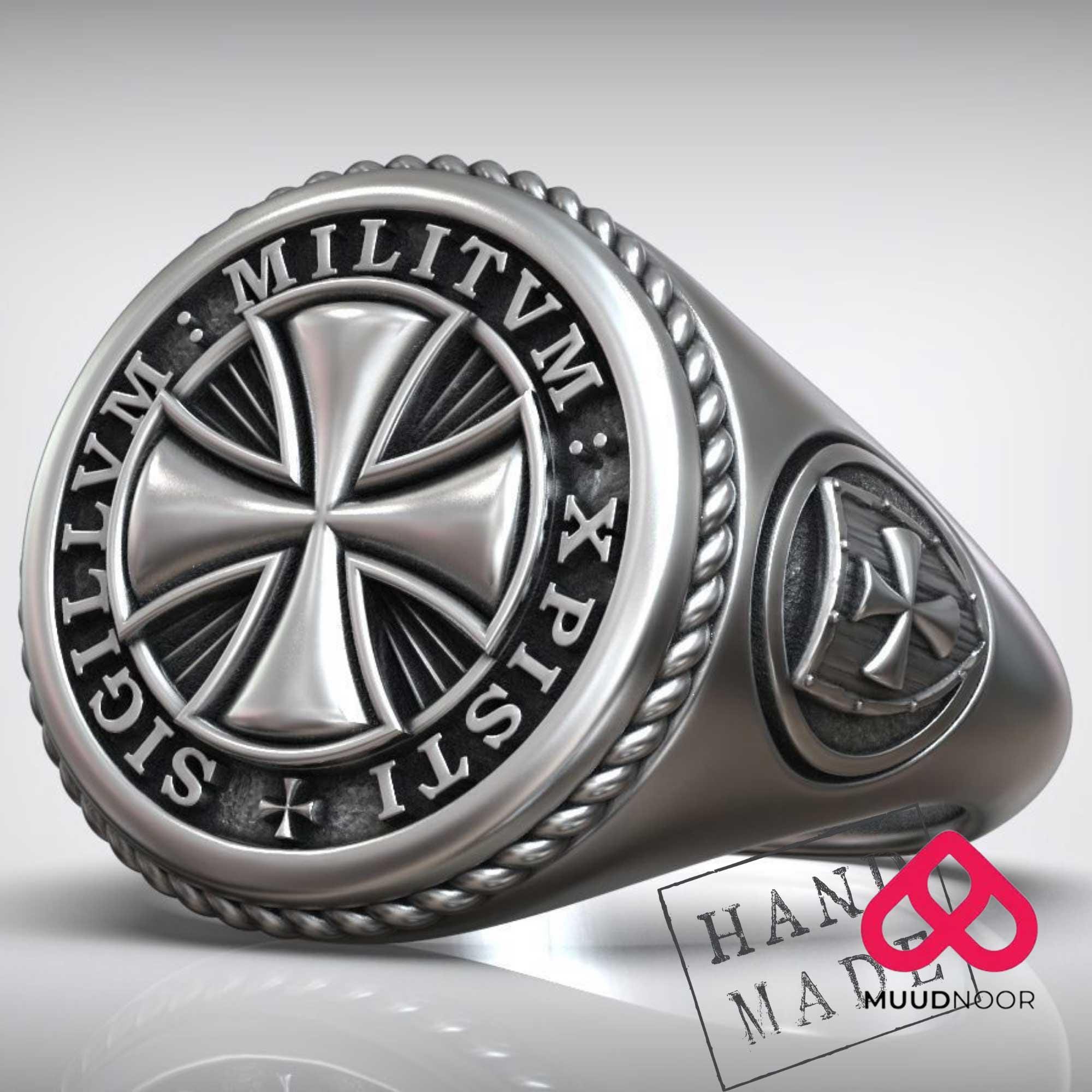Handmade Silver Knights Templar Ring: Maltese Cross Signet