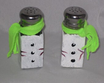 Hand Painted Snowman Salt and Pepper Shakers