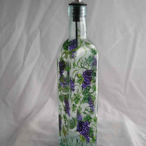 Hand Painted OIL BOTTLE with GRAPES