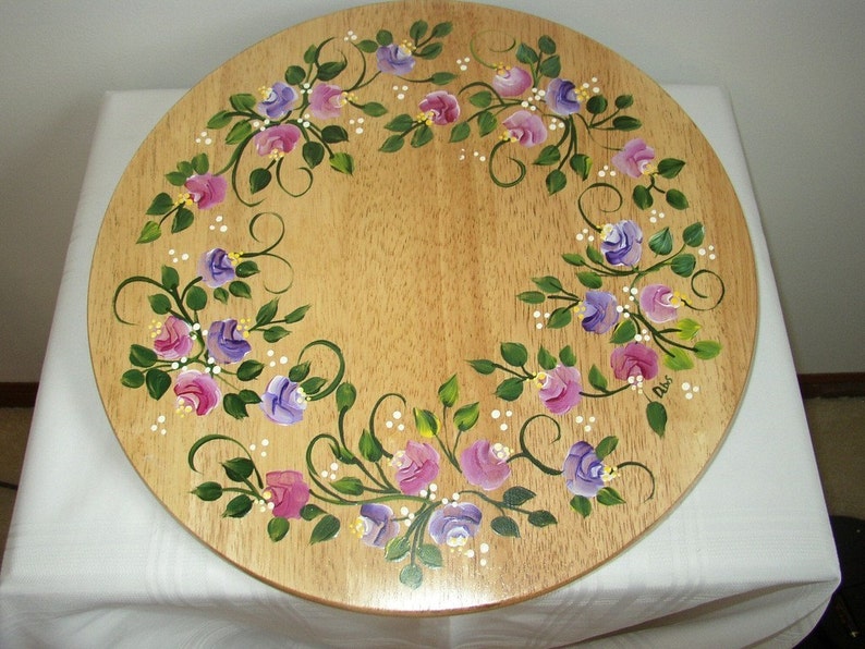 Hand Painted LAZY SUSAN With ROSES Etsy