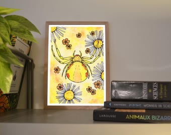 Print A6/A5 Misumene variable, illustration made in colors with watercolor and ink, traditional art
