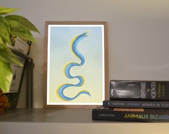 Print A6/A5 Ribbon moray, illustration created in color on a digital tablet, digital art