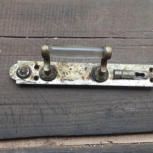 Vintage Brass Door Handle with Glass Holder - 12&quot; Long
