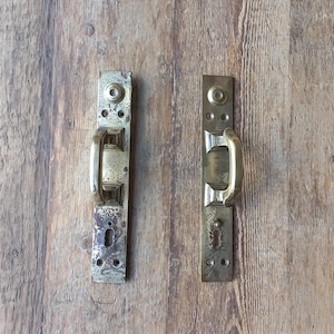 Set of 2 vintage brass door handle sliding door hardware double door handle barn outdoor metall handle old long front door decor