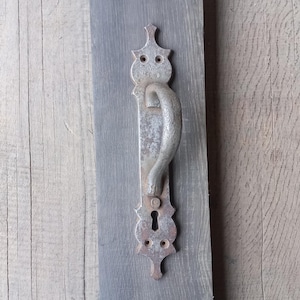 Massive Vintage Iron Door Handle: Rustic Barn Door Pull