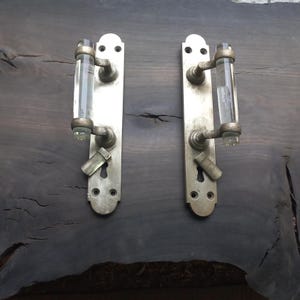 Set of 2 Vintage Brass Door Handles: Long Metal Hardware